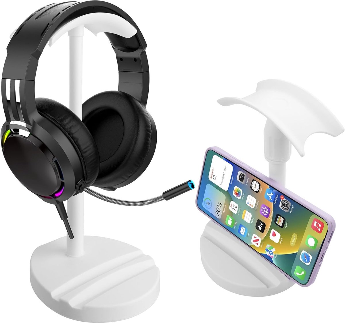 Universele bureaukoptelefoonhouder met telefoonhouder en antislip basis voor kantoor en thuis, ideaal voor hoofdtelefoon en accessoires
