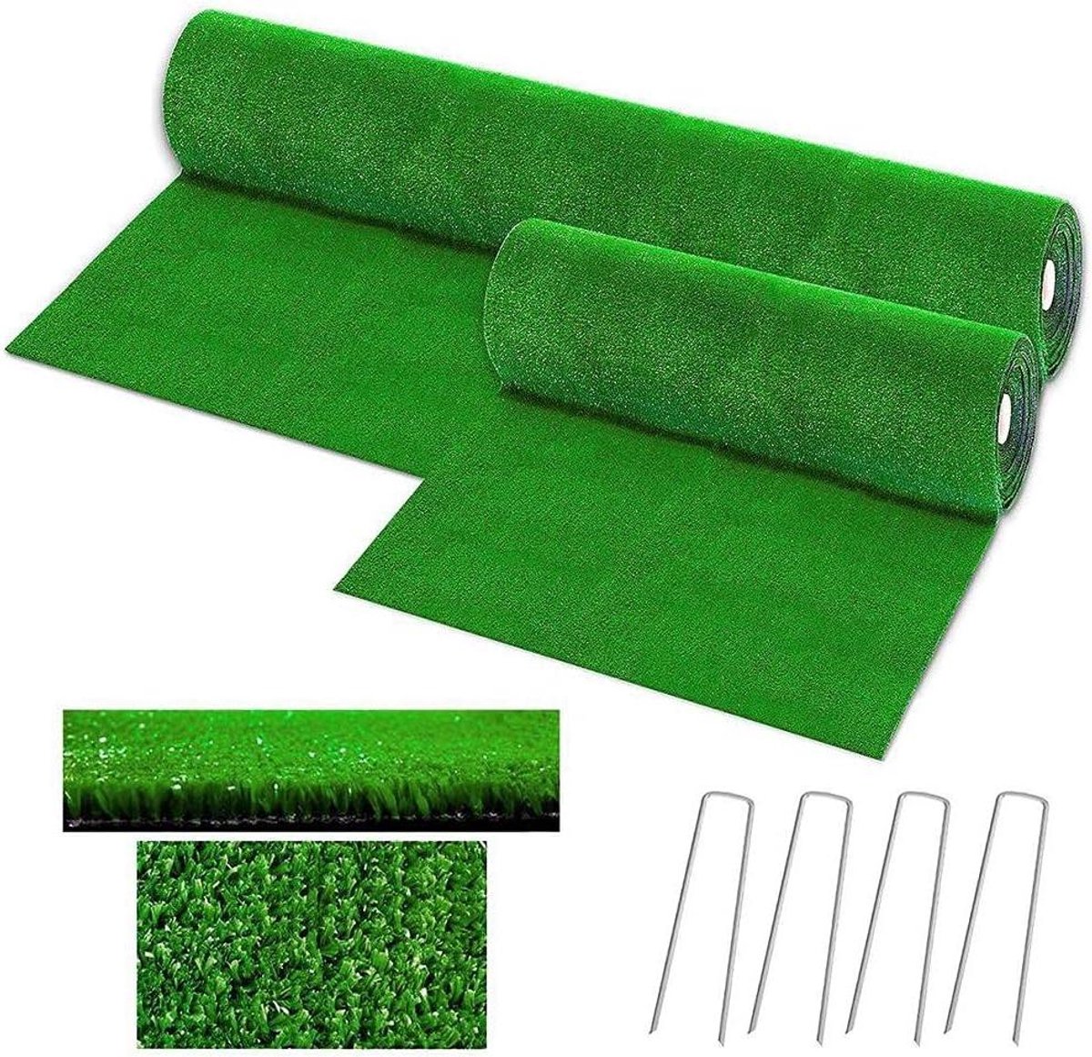 Kunstgrasmat - Synthetisch gazon - Buiten decoreren - Hoge dichtheid - 100x100 cm - Groen