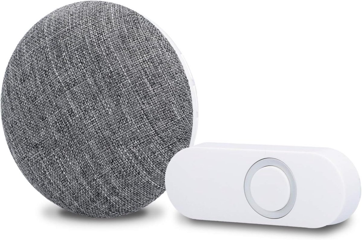 Draadloze gong WDMP10 mp3, deurbel, opspelen van eigen melodieën, 4 volumeniveaus tot 110dB, akoestische en optische belweergave, doorleiding, bereik 130 m, led-display, wit