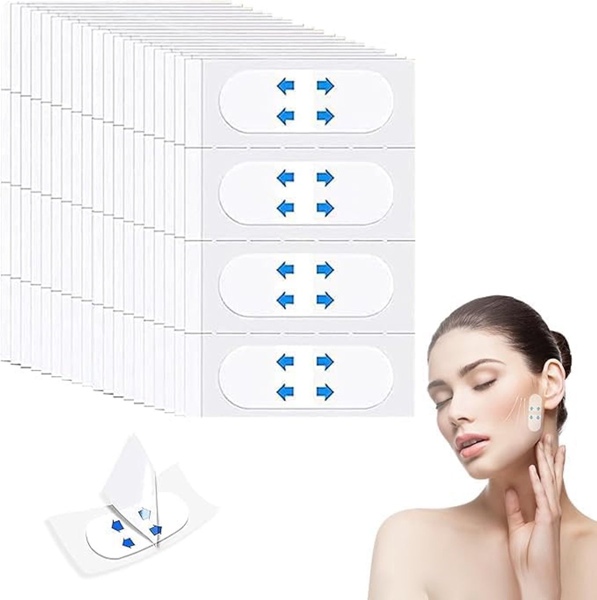 120 stuks gezichtsliftingtape, onzichtbare facelifttape voor V-vorm, dubbele kinverwijderaar, lift gezichtsstickers, verbergen van gezichtsplooien, slappe huid, make-up, facelifting tools