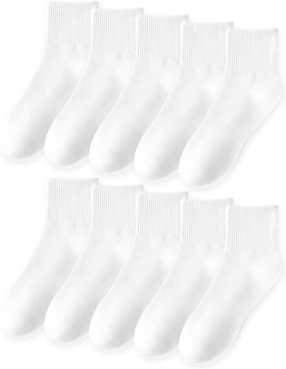 Damen 5 Paar, Dunne Tennissocken Sportsokken Baumwollsokken Laufsocken Wandersocken Atmungsaktive Strümpfe, sokken damen 39-42(Wit)