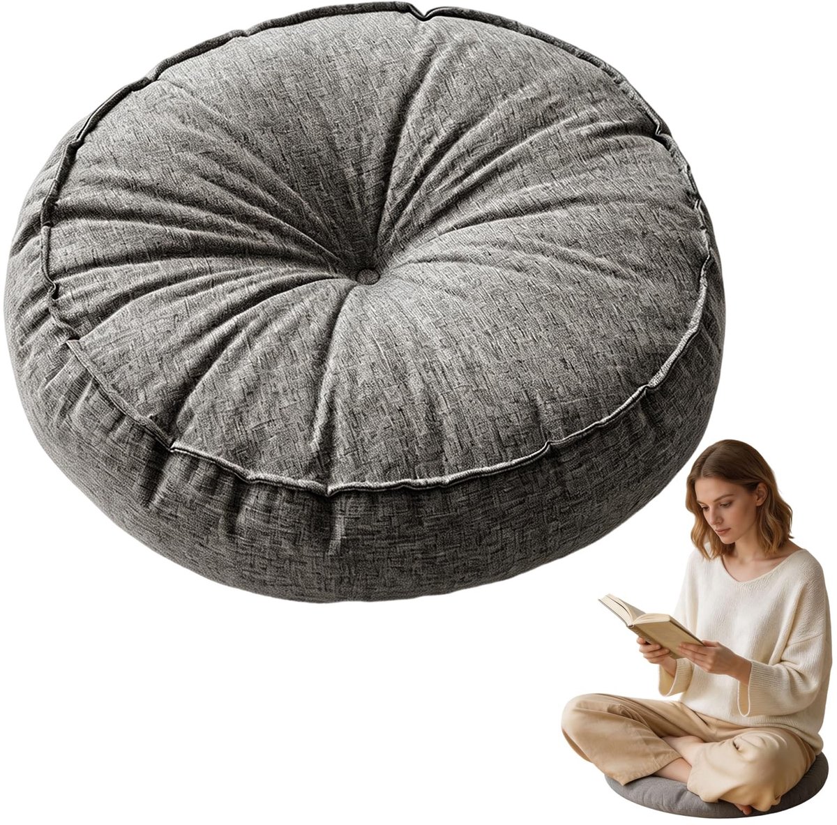 Omgoods - Ronde Vloerkussen 45 cm - Dikke Zitkussen voor Meditatie en Yoga, Waterdicht en Weerbestendig