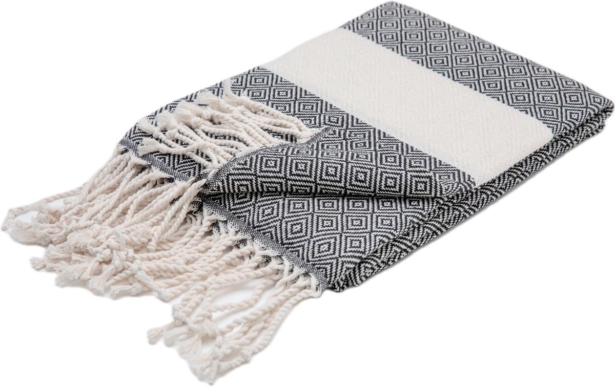 Omgoods - Premium Strand- en Hammamhanddoek - 100x200cm - Zwart