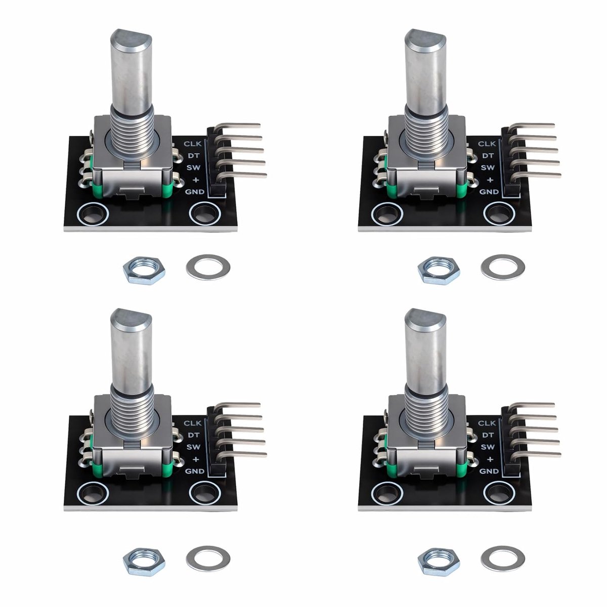 4 stuks KY-040 roterende encodermodule draaiencoder, 360° roterende encodermodule met draaiencoder & potentiometerknop, statische roterende koppelsensor voor elektronica, Arduino & multimedia