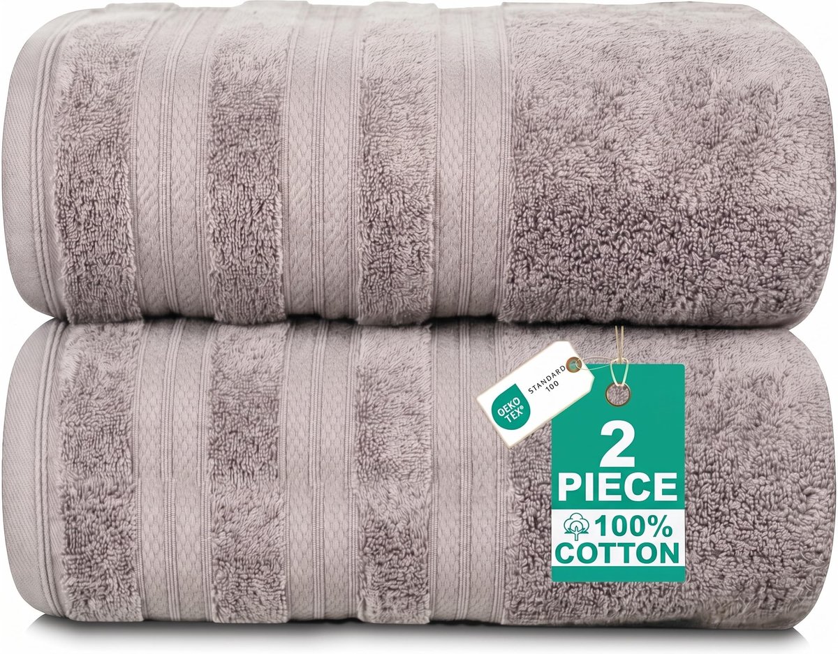 Omgoods - Set van 2 zware badhanddoeken, 100% Turks katoen, 600 g/m²