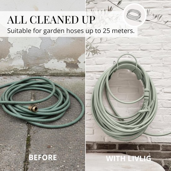 slanghouder wandmontage, gelegeerd staal, waterslanghanger, duurzame slanghangers voor buiten, voor 30 m tuinslangen, groen — afbeelding 3
