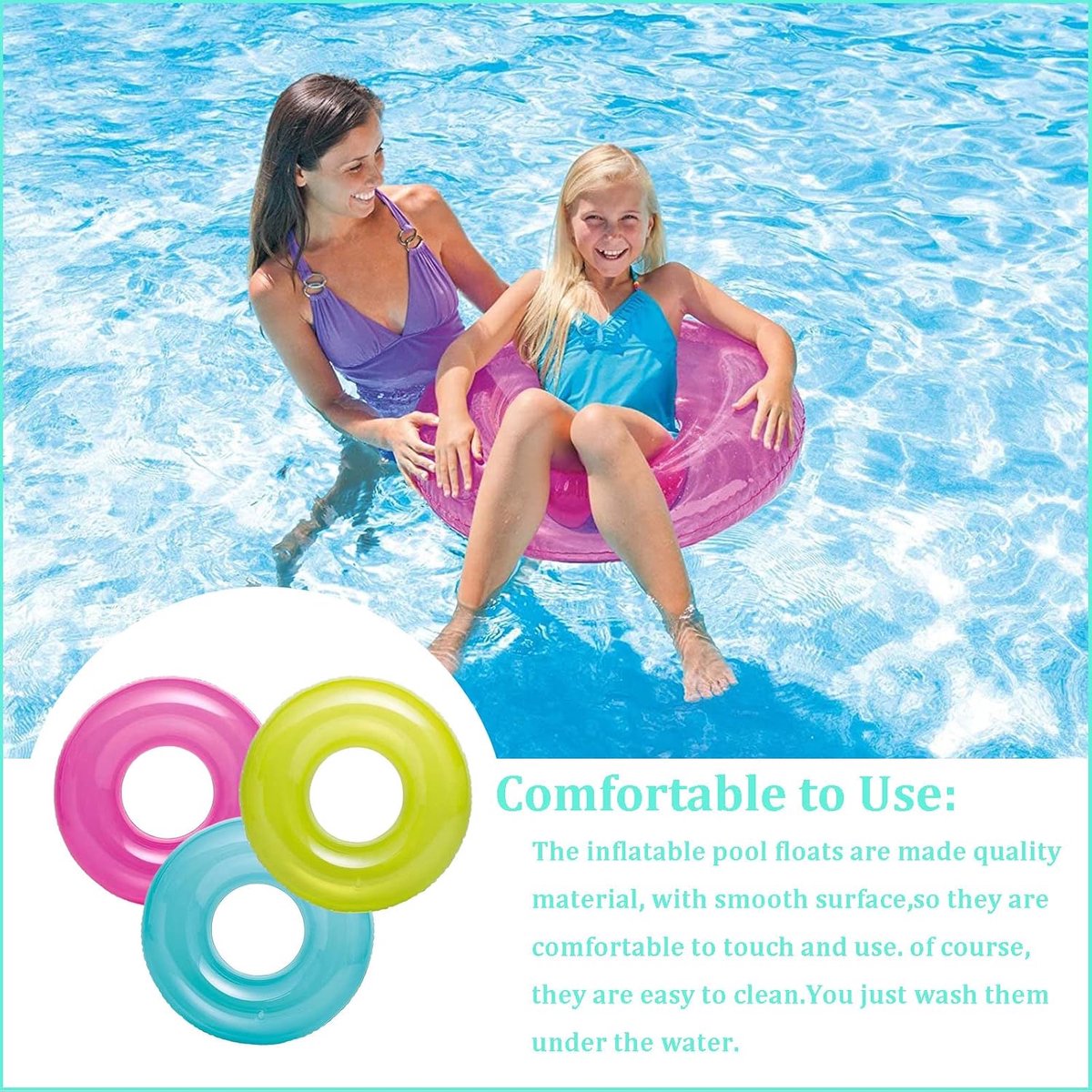 91cm Opblaasbare Zwembad drijft Rubberen Ring voor Kinderen, Volwassenen, Groene Zwemringen Buis, Opblaasbare Zwemring Zwemmen Ring Floaties, Zwembad Inflatables voor Volwassenen Kinderen Zwembad