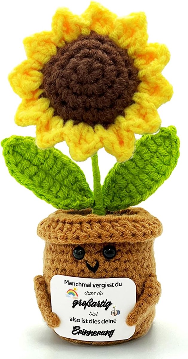figuren positieve geschenken - Du Schaffst Das Du bist Geweldig Mutmacher Geschenk Zonnebloemen Goede Betrekking Positieve Aardappel Gehaakte geluksbrenger (Jij bent geweldig)