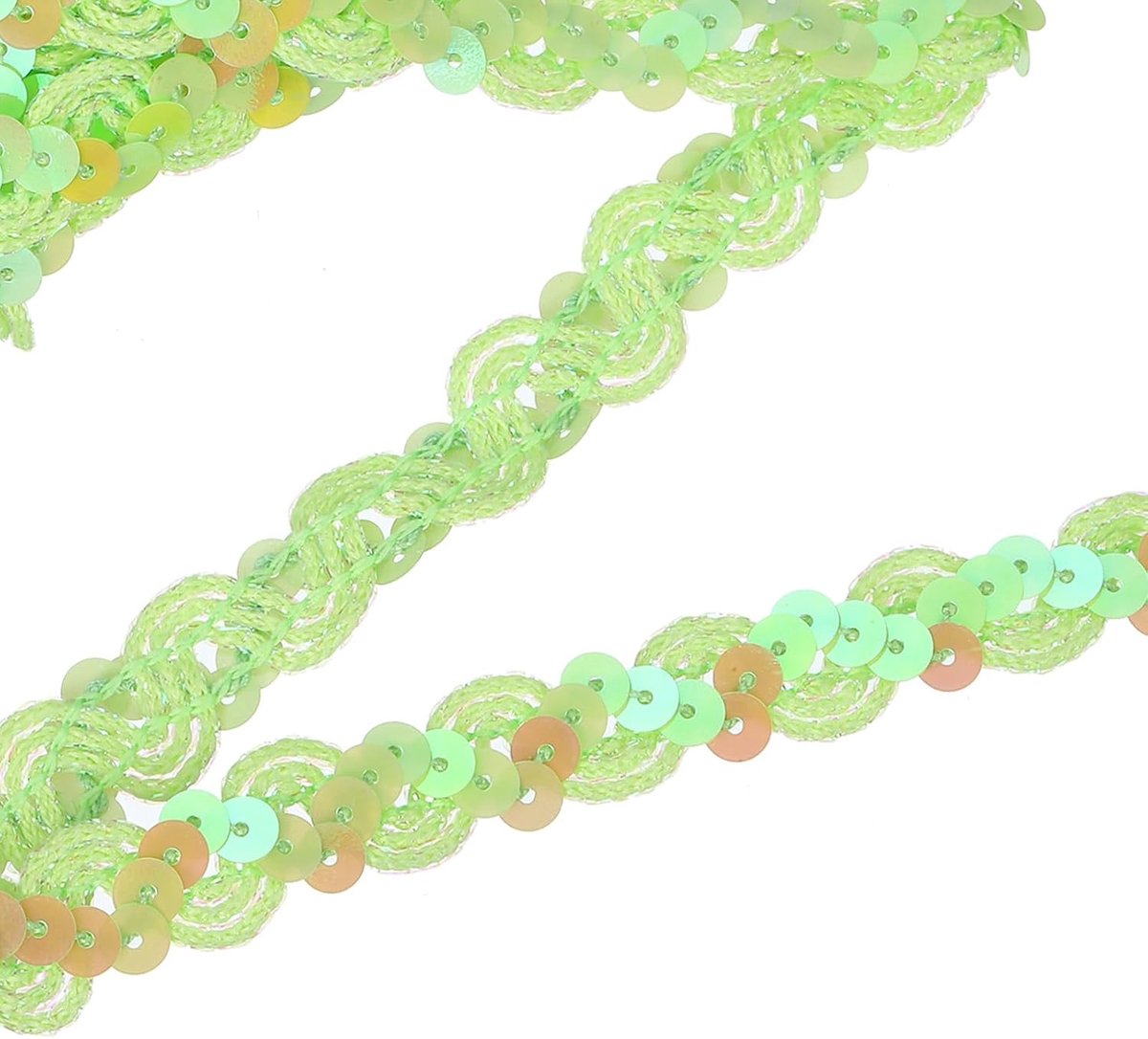 16,4 yard sierlint met pailletten, 1,6 cm, plat, voor knutselwerk, naaien, kleding, decoratie voor thuis en feesten, lichtgroen