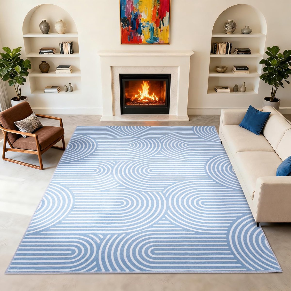 Omgoods - Woonkamer Tapijt 160x220 cm, Wasbaar Geometrisch Ontwerp voor Diverse Ruimtes