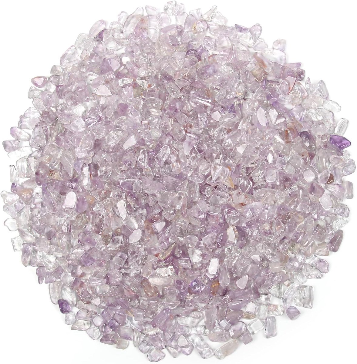 500 gram lichtkleur amethist stenen trommelstenen, mini lichtkleur amethist stenen edelstenen laadstenen granulaat/mini-chips, amethist helende stenen, verpakt in een geschenkdoos