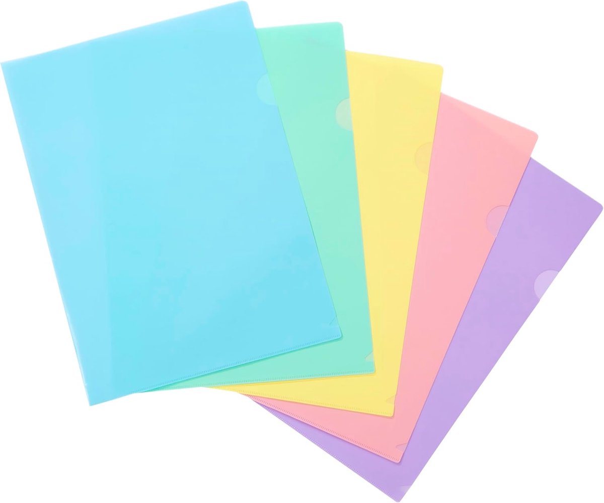 - Zak met 10 A4 hoekhoezen Rainbow Pastel van polypropyleen 13/100e - 10 stuks A4 opbergzakken - verschillende kleuren