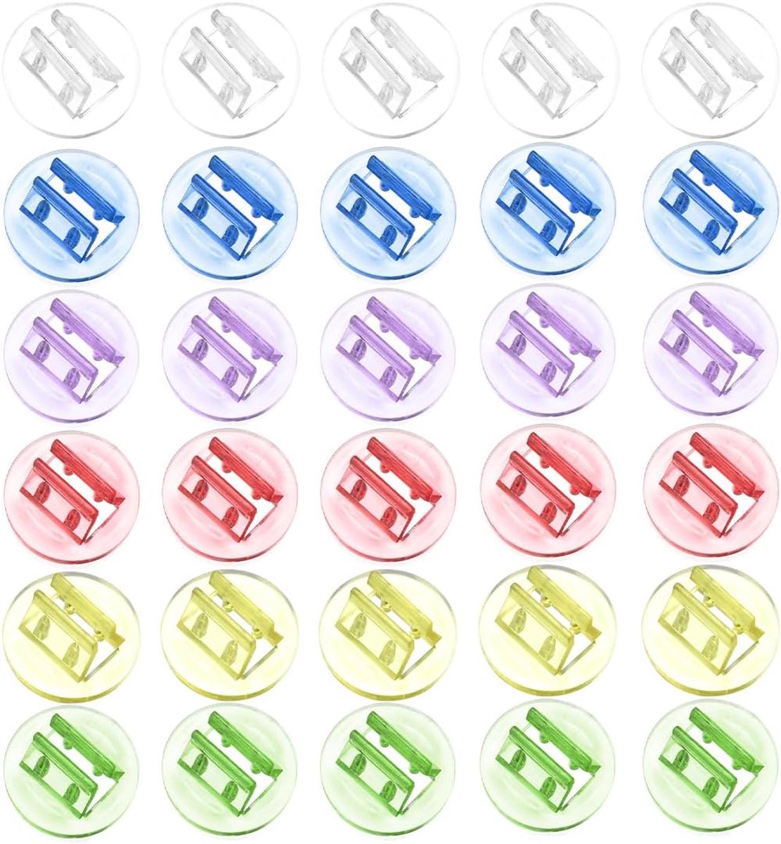 30 stuks speelkaarthouder van kunststof, kaarthouder, speelkaarthouder, kleine kaartclip, bordspelaccessoires, ronde kaarthouder voor kantoor, school, spelletjes kinderen (meerkleurig)