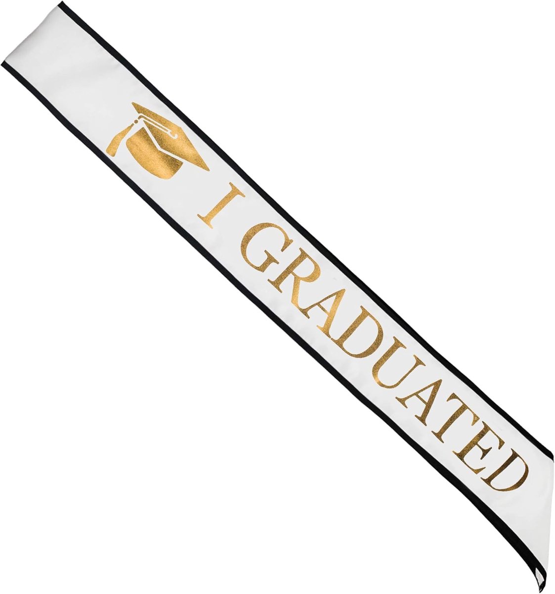 Afstuderen Sash Class van 2023 Graduation Stola met Gouden Glitter Letter I Afgestudeerd voor Graduation Party, Wit+Goud, One Size