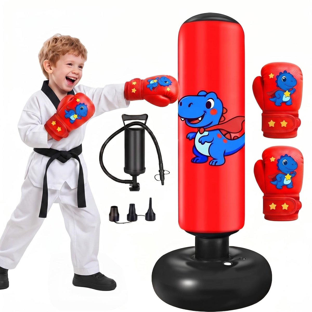Omgoods - Opblaasbare Bokszak voor Kinderen - 120 cm met Bokshandschoenen