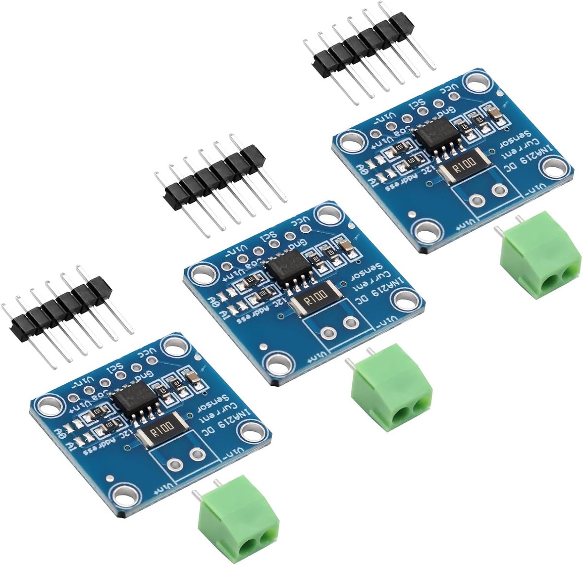 I2C Sensormodule Binghe 3 stuks MCU-219 INA219 nulstroomafleiding bidirectionele vermogensbewaking sensormodule I2C-interface compatibel met Arduino