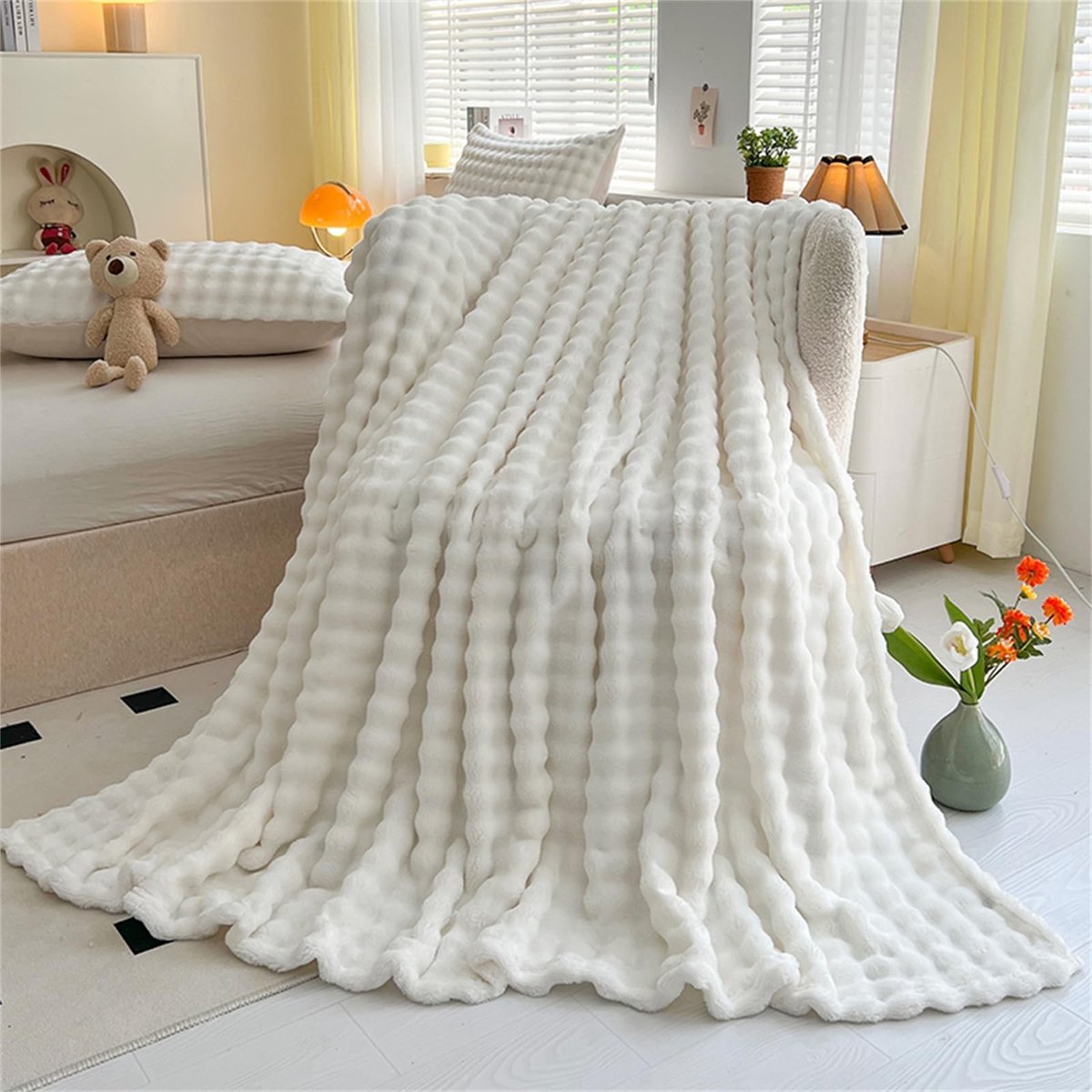 Omgoods - Fleece Deken met Bubbels - Super Cozy en Warm 160x200cm