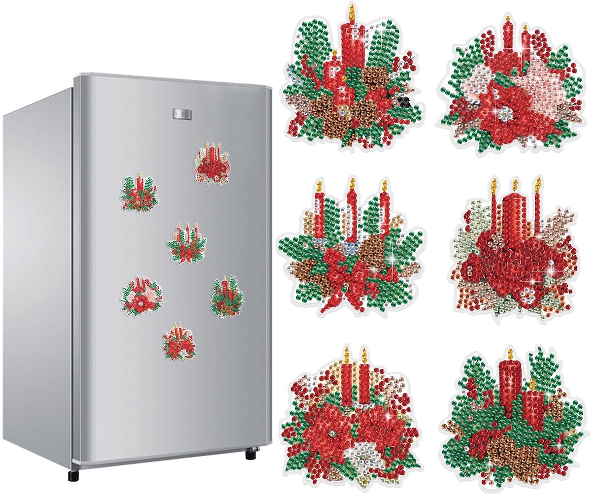 Omgoods - Diamond Painting Fridge Magnets - Set van 6 Kleurige Sterke Magneten voor Decoratie