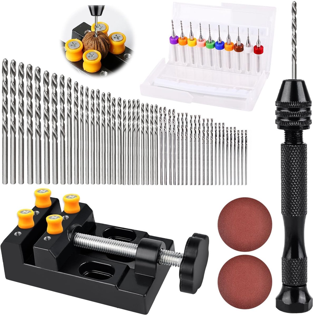Omgoods - 62-delige Handboorset met 48 Twist Boorbits en Mini Handboor voor Precisiewerk