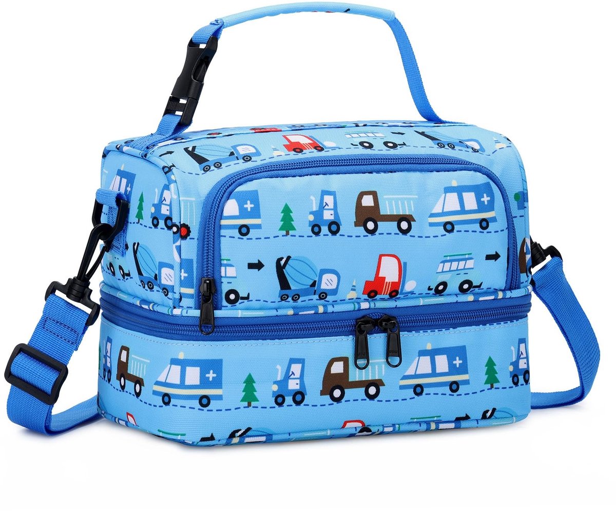 Omgoods - Grote Geïsoleerde Lunch Bag voor Kinderen met Auto Ontwerp