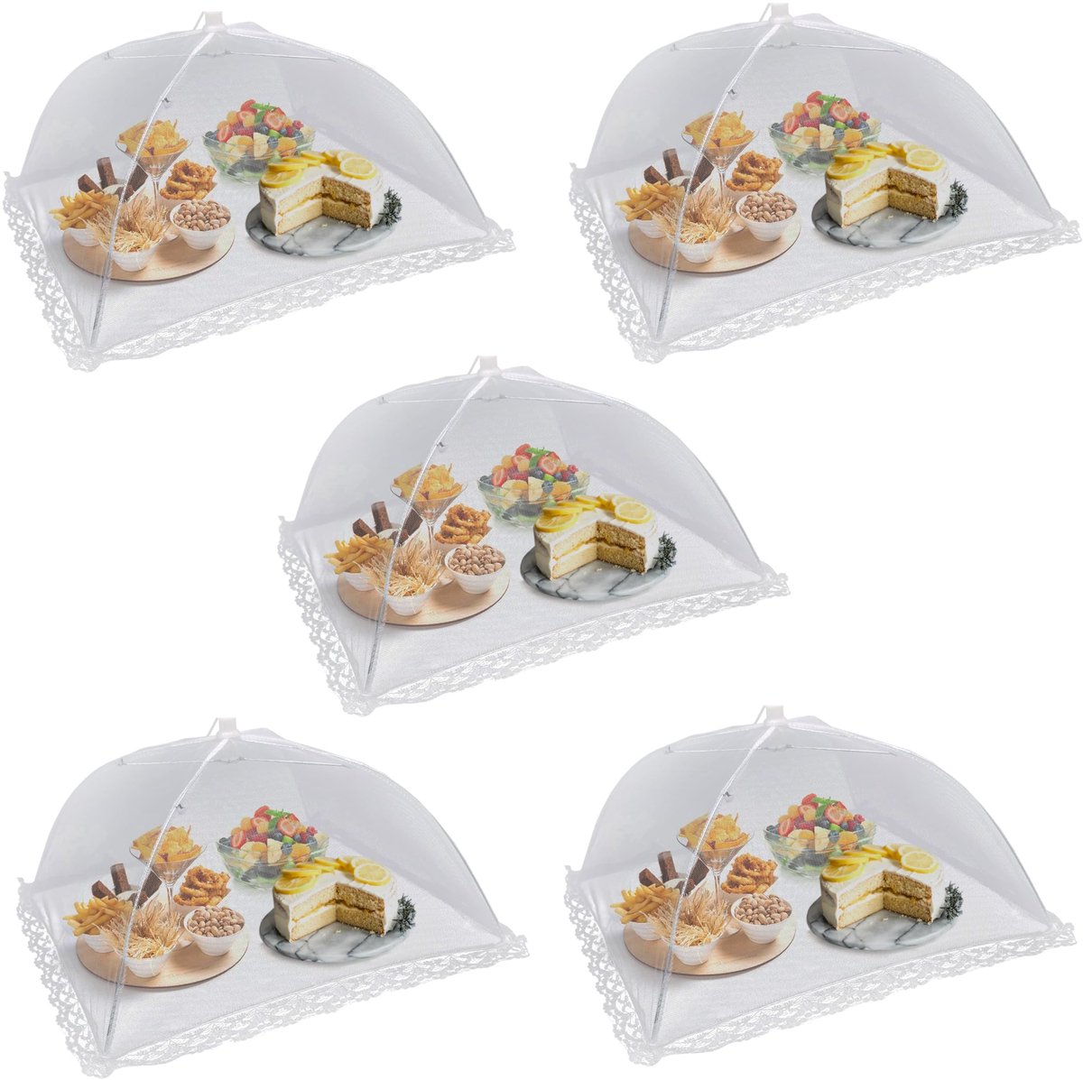 Omgoods - 5-delige Voedselbedekkingsset van 35 cm tot 47 cm - Pop-up Voedselnetten voor Buitenactiviteiten