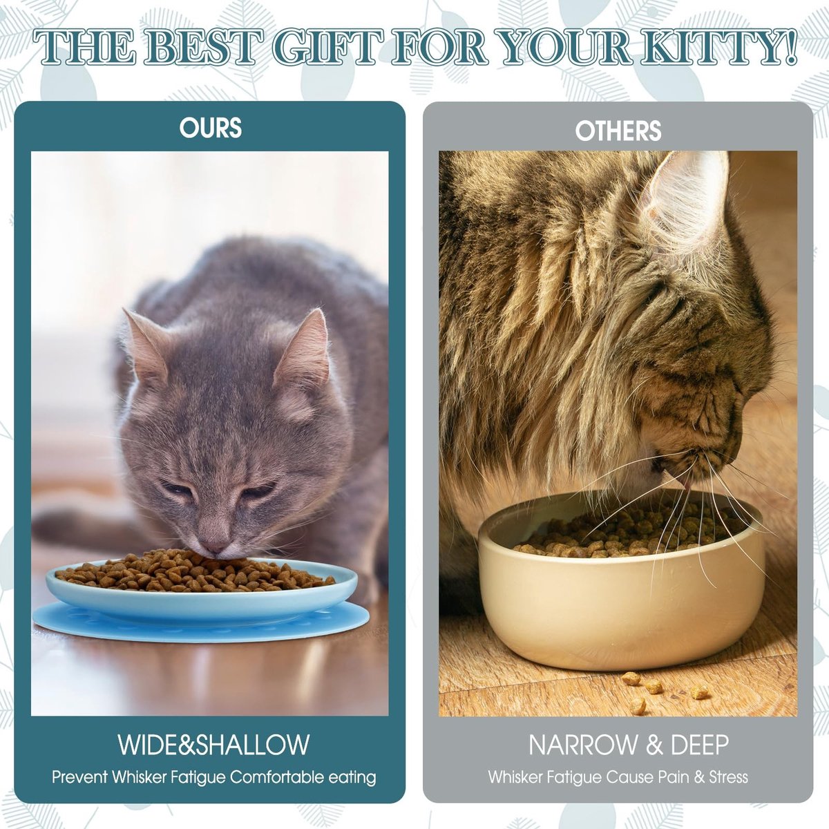 Omgoods - Set van 4 Keramische Kattenvoerbakken met Antislip Matten