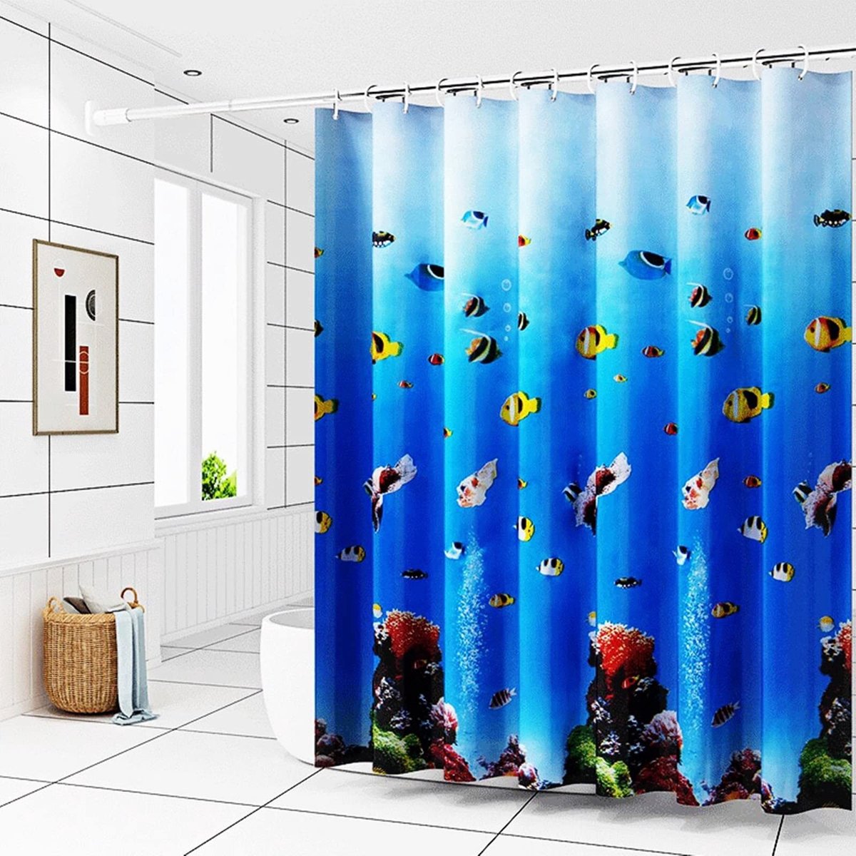 Omgoods - Douchegordijn 200x200 cm met Tropische Vissen