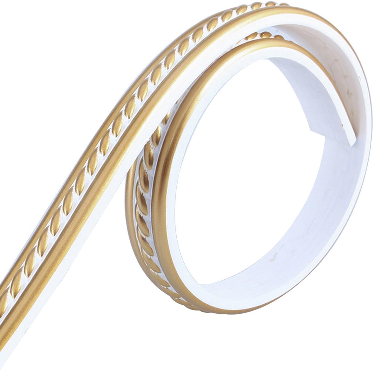 Omgoods - Flexibele Zelfklevende Decoratieve Lijsten - 3m Wandstrip in Wit en Goud