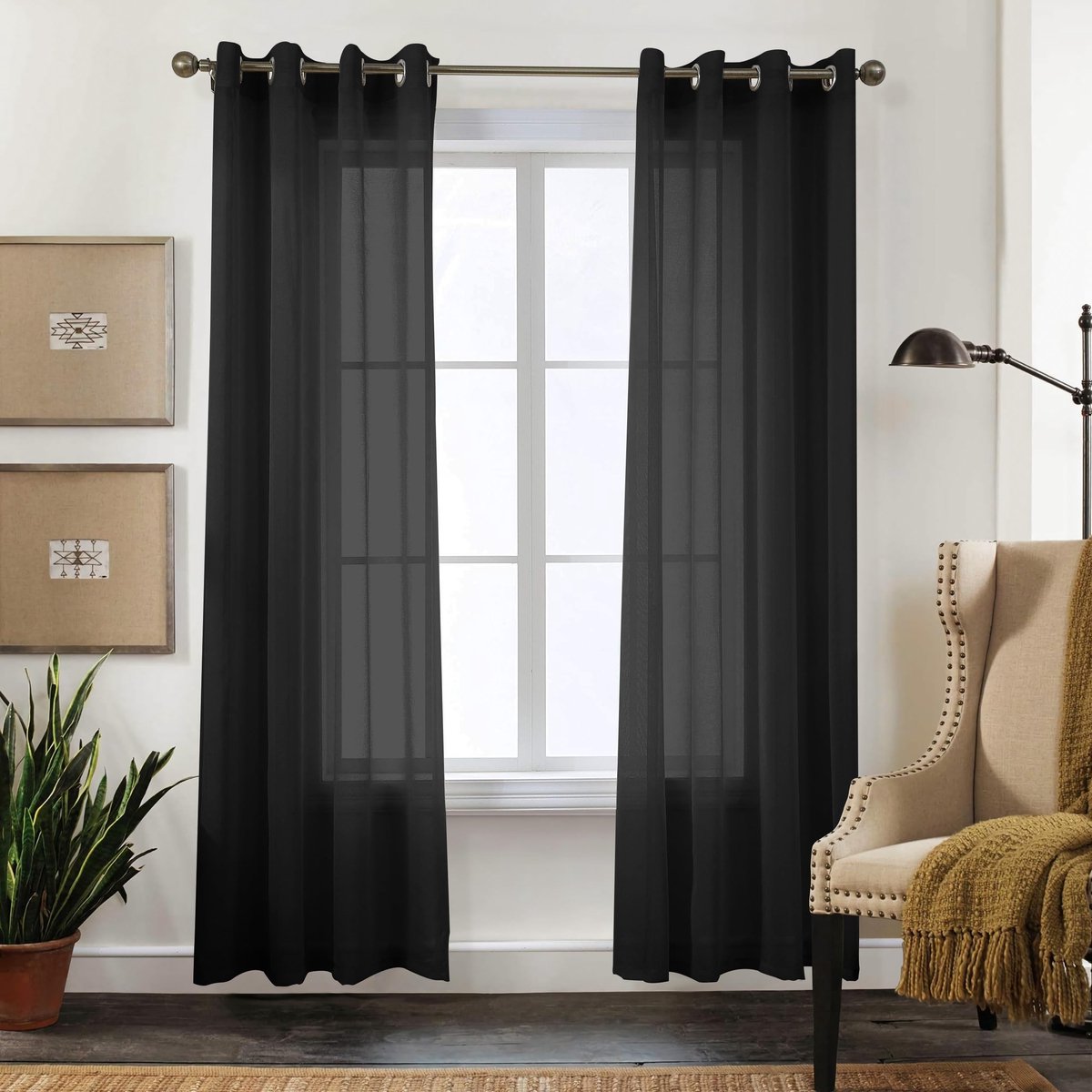 Omgoods - Transparante Gordijnen met Oogjes voor Woonkamer en Slaapkamer, Set van 2