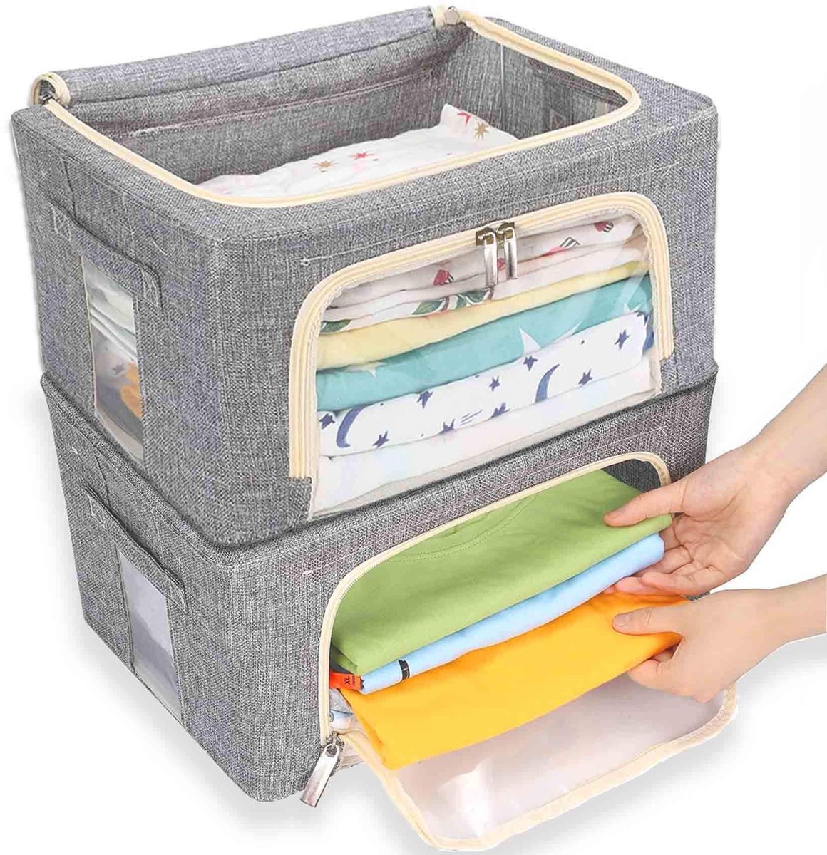 Omgoods - Vouwbare Opbergdozen met Metalen Frame - 2 Stuks voor Kleding en Accessoires