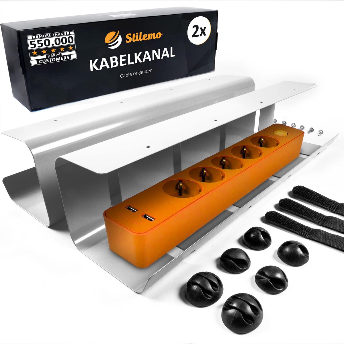 Omgoods - Kabelgoot Desk - Kabelbeheer voor een Opgeruimd Werkstation - Set van 2