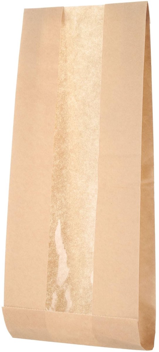 Omgoods - 50 Stuks Papieren Zakjes voor Brood met Venster - Bruin