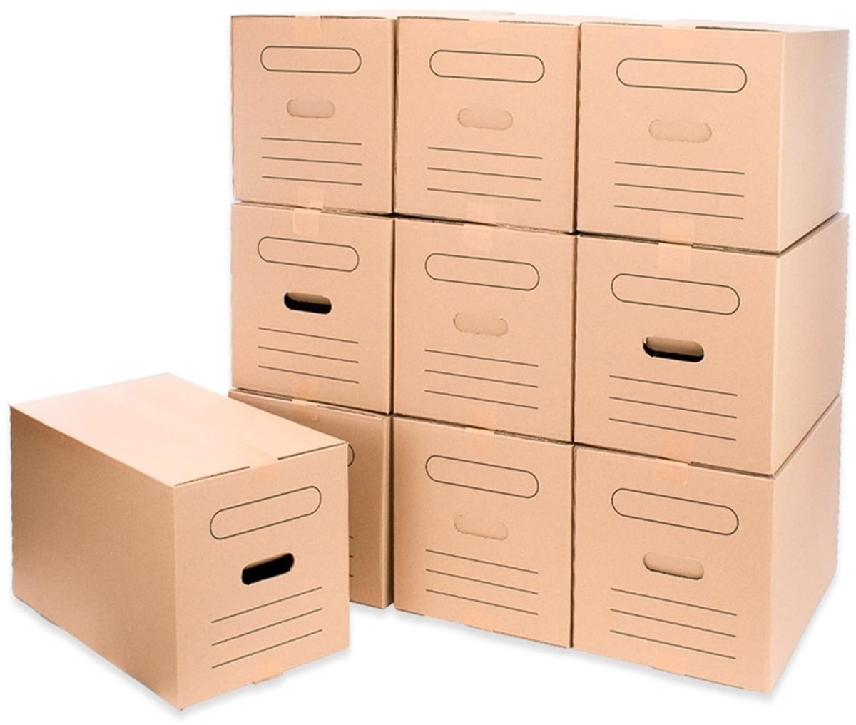Omgoods - Stevige Verhuisdozen 50x30x30cm - Set van 10 - Bruin