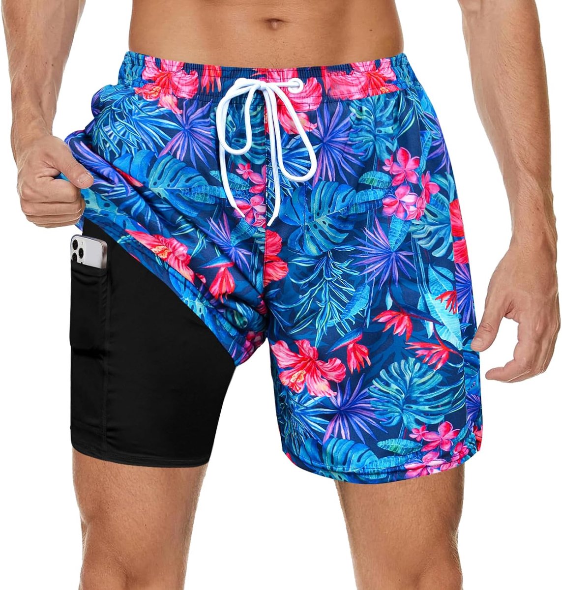 Heren Zwembroek met Compressie Liner Badpakken Badmode Zwemplank Strand Shorts 7 inch Sneldrogend Badpak
