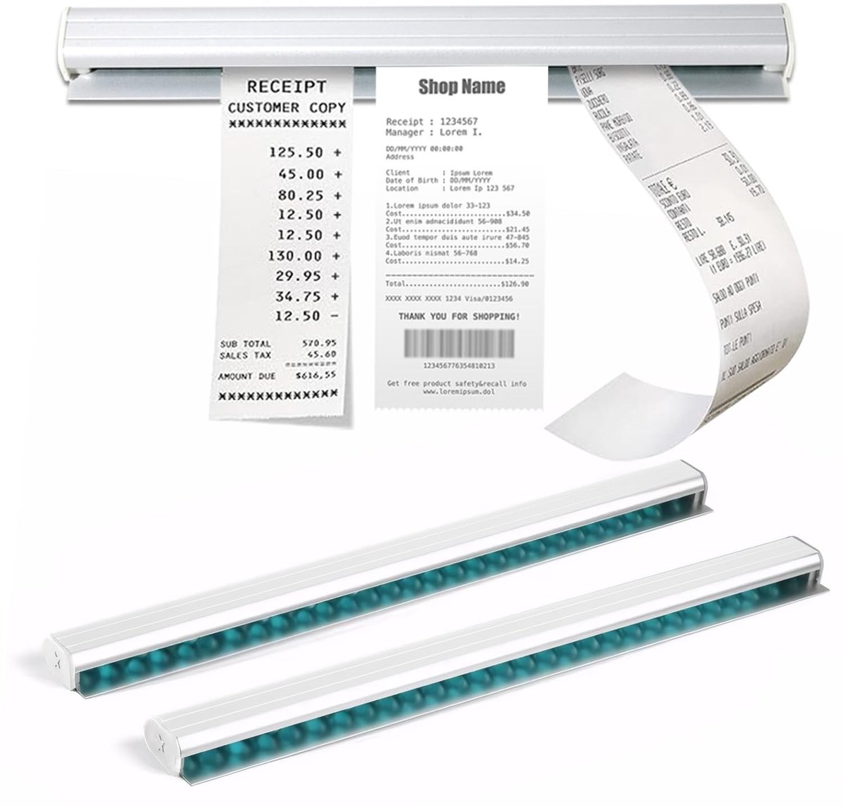 Omgoods- Bonhouder 30 cm - Zelfklevende Aluminium Klemstrip - Olie- en Corrosiebestendig - Voor Keuken/Hotel/Bar - Eenvoudig te Bevestigen - Bonrail