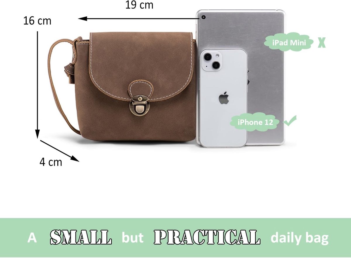 crossbodytas voor dames met anti-diefstalvergrendeling PU-leer Vintage dames handtassen Crossbody-telefoontas Reistas kleine zijtas