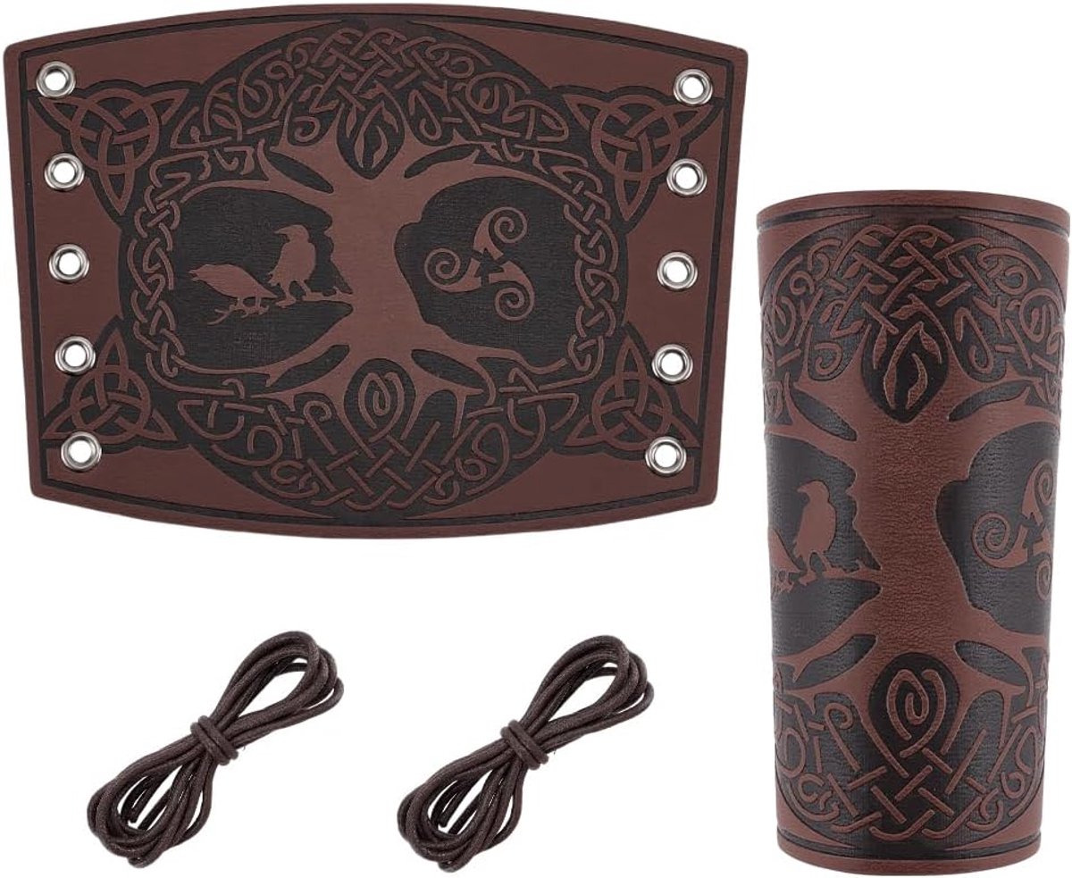 nbeads Armbescherming van leer, boombescherming voor boogschieten, Gauntlet armband middeleeuws pantser armbescherming voor Halloween-kostuumaccessoires