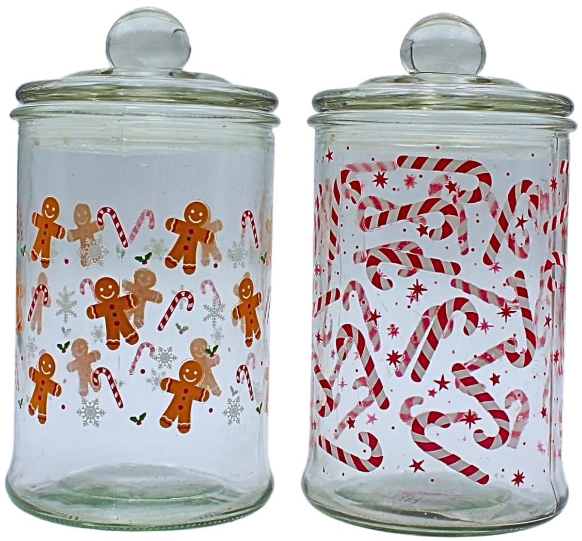 Omgoods - Set van 2 Glazen Opbergpotten voor Feestelijke Voedselopslag