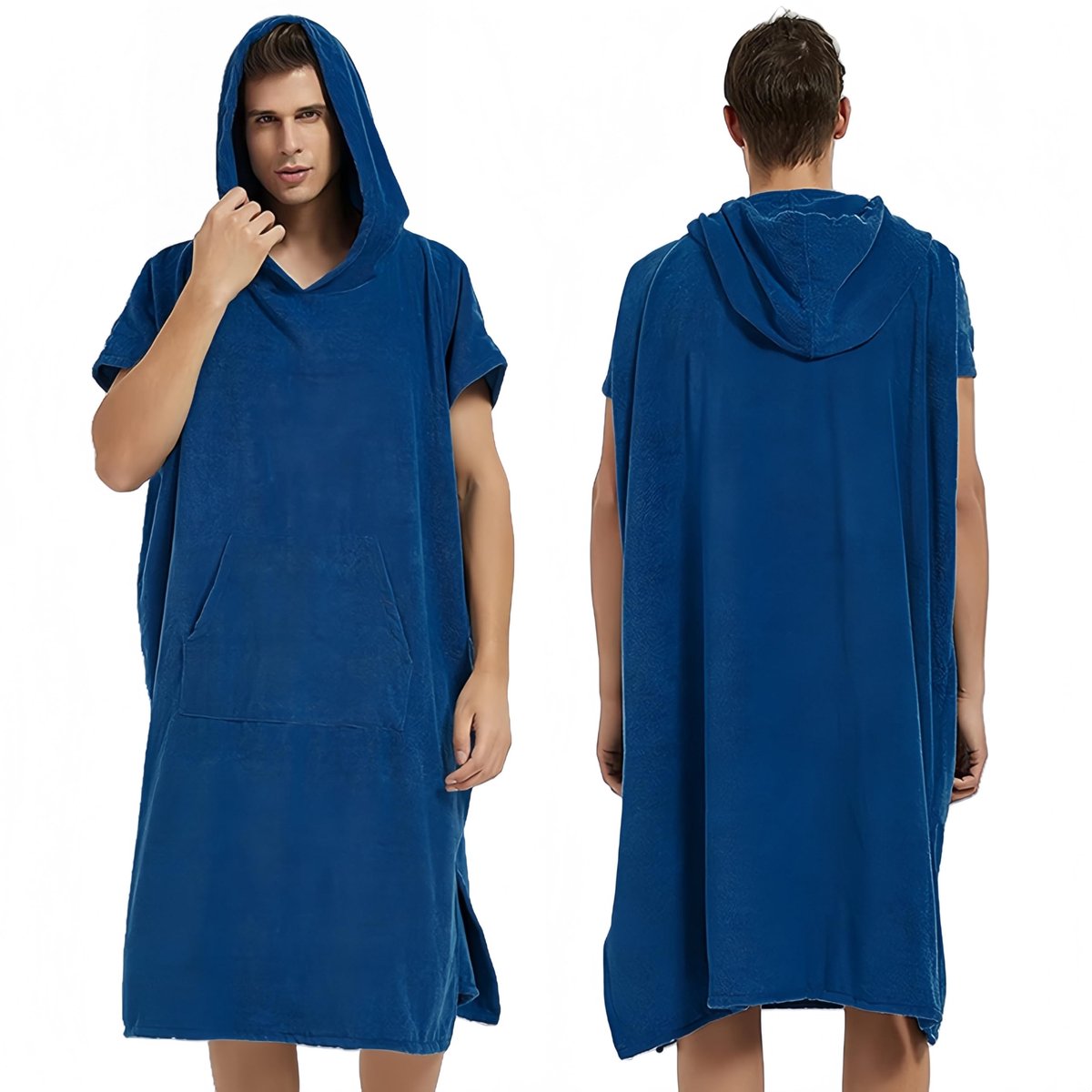 Omgoods - Unisex Hooded Microfiber Badcape 80 x 110 cm in Donkerblauw