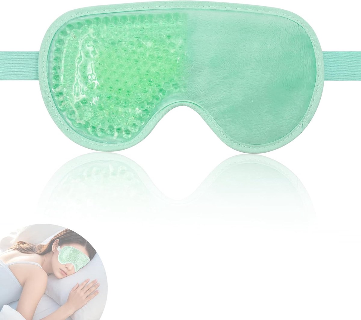 Green Cooling & Hot Therapy Oogmasker - Herbruikbare gel kralen kompres voor gezwollen ogen, donkere kringen, hoofdpijn, droge en gezwollen ogen, kalmerende oogbedekking