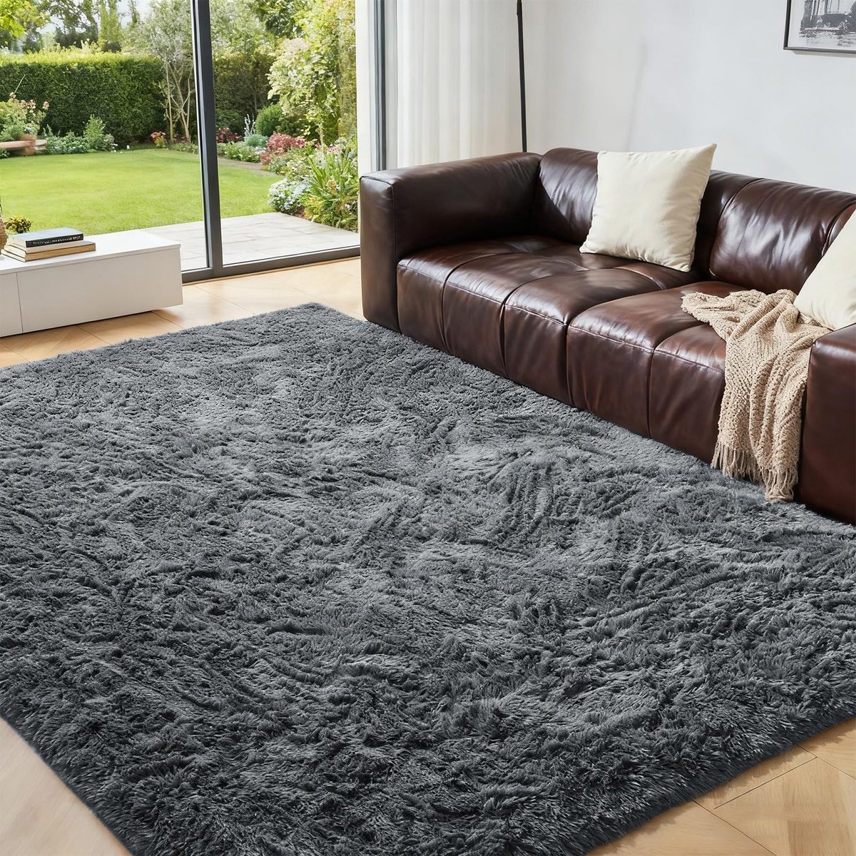 Omgoods - Woonkamer Tapijt 90x150cm - Modern, Fluffy, Antislip, Grijs