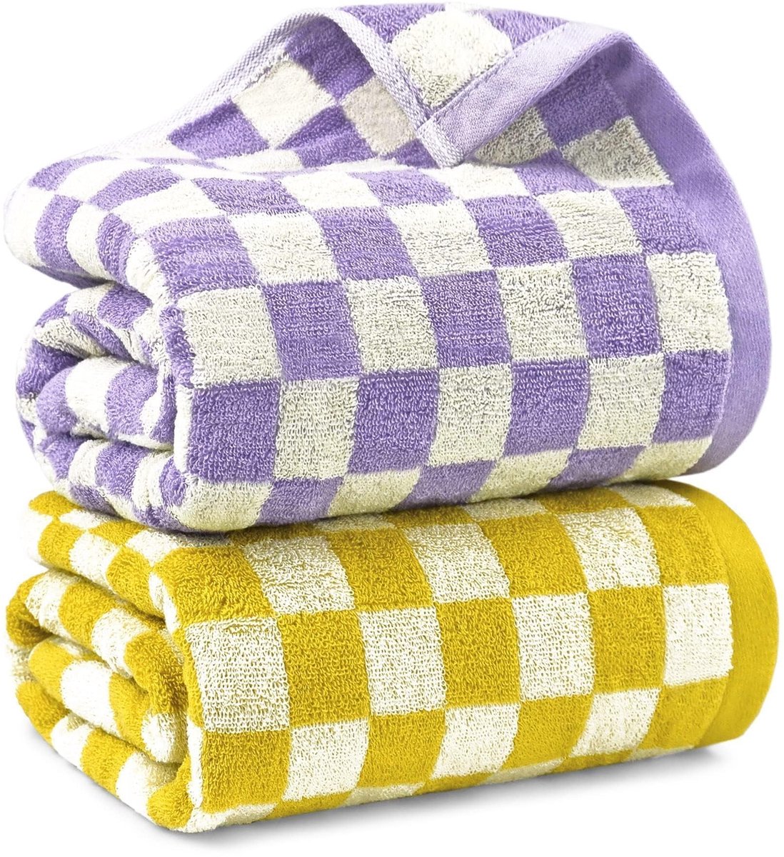 Omgoods - Badhanddoek Set 2 Stuks Geel en Lilac