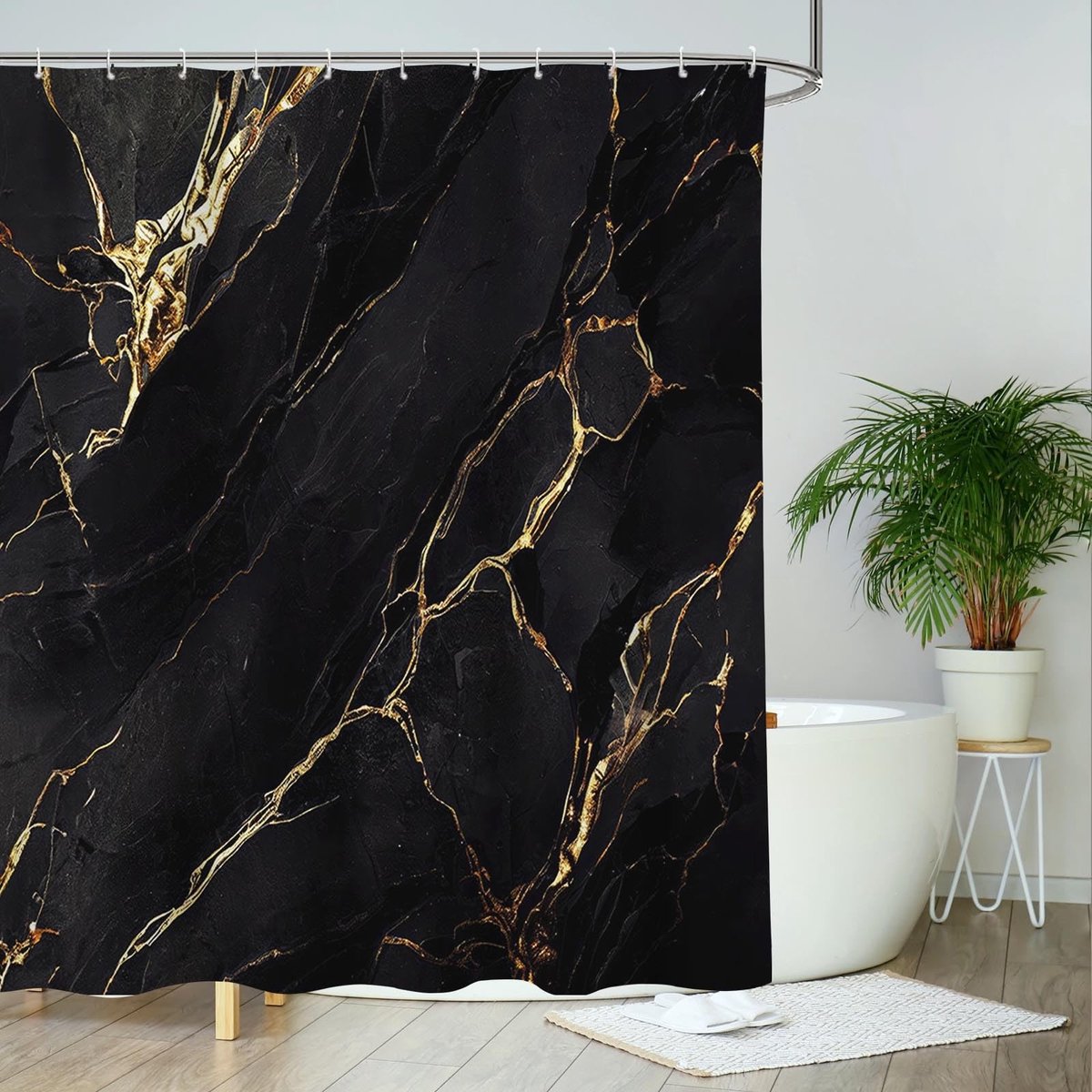 Omgoods - Modern Marmer Douchegordijn 180x180 cm met Abstract Ontwerp