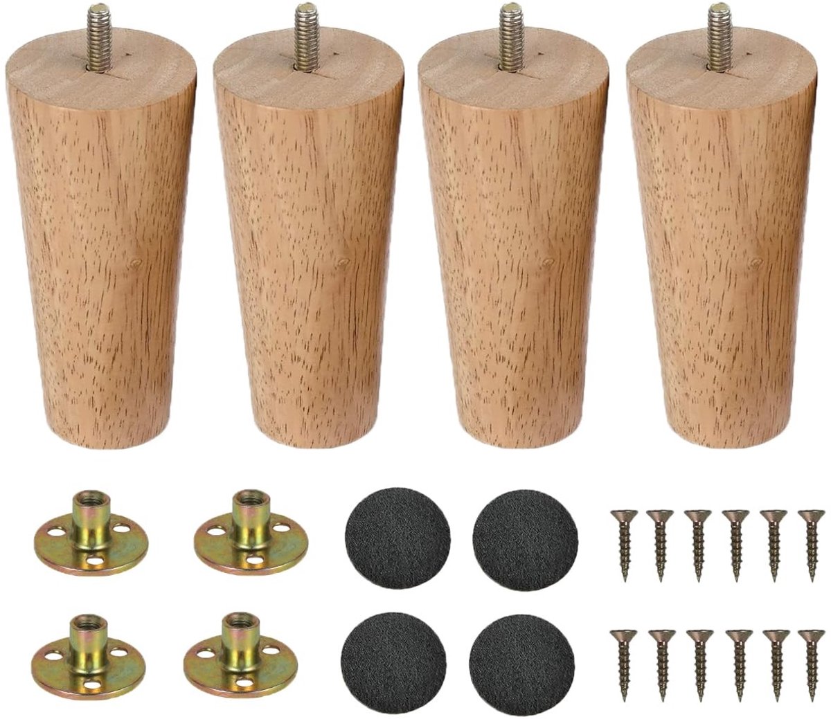 Omgoods - Houten Meubelpoten 12 cm - Set van 4 Vervangende Poten met Montageschroeven