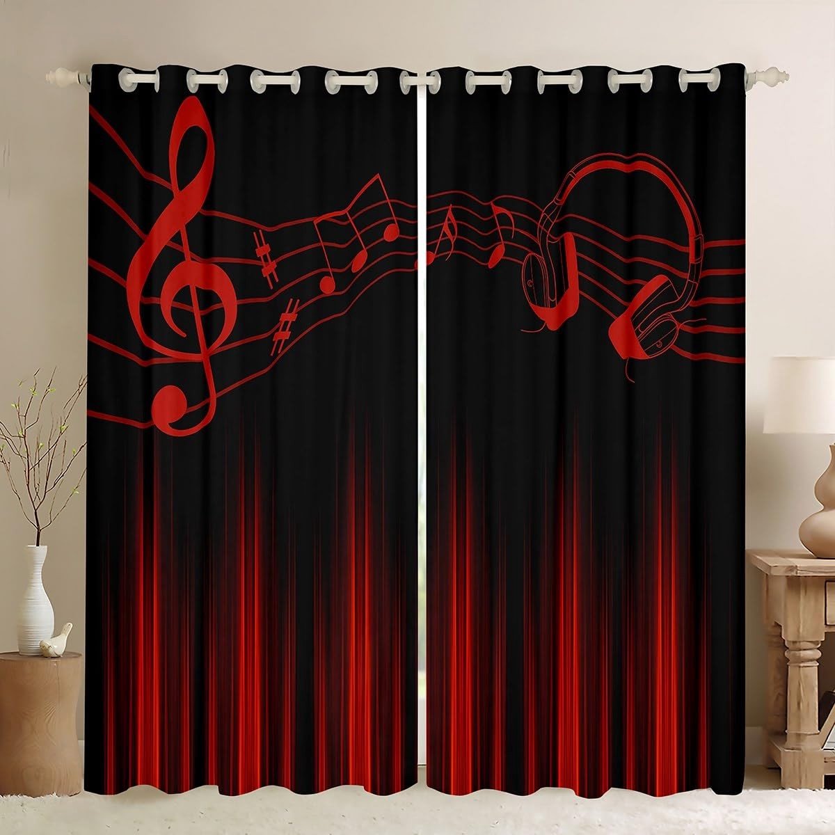 Omgoods - Abstracte Ombre Gordijnen - Muzikaal Ontwerp voor Slaapkamer en Woonkamer