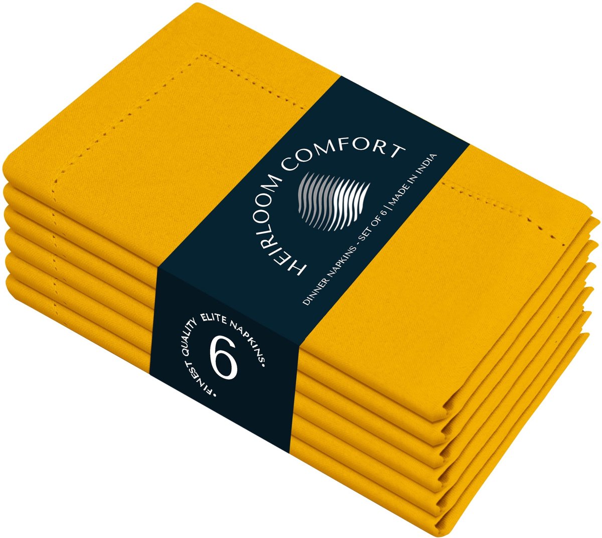 Omgoods - Set van 6 Hemstitch Katoenen Servetten - 45x45cm, Herbruikbaar en Wasbaar