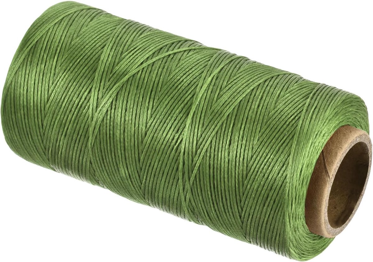 Gewaxte draad, 0,8 mm, 150D platte wasdraad, polyester, gewaxte draad voor leer, handgeweven boekbinding, huisdecoratie, diepgroen