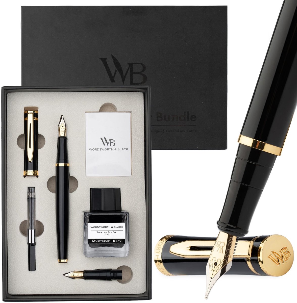 Omgoods - Wordsworth & Black Fountain Pen Set - Luxe Pennen met 18K Gouden Nib en Inkt