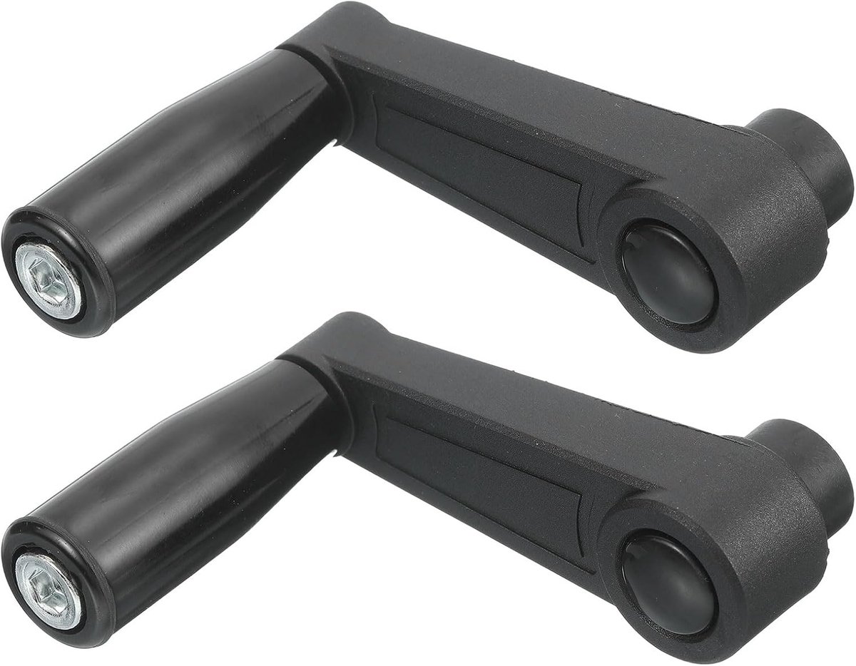 2 stuks 8 x 85 mm (diameter x lengte) draaibaar handwiel machinekrank, universele draaikrank, vervanging voor industriële draaimachine, slijpmachine, zwart (rond gat)