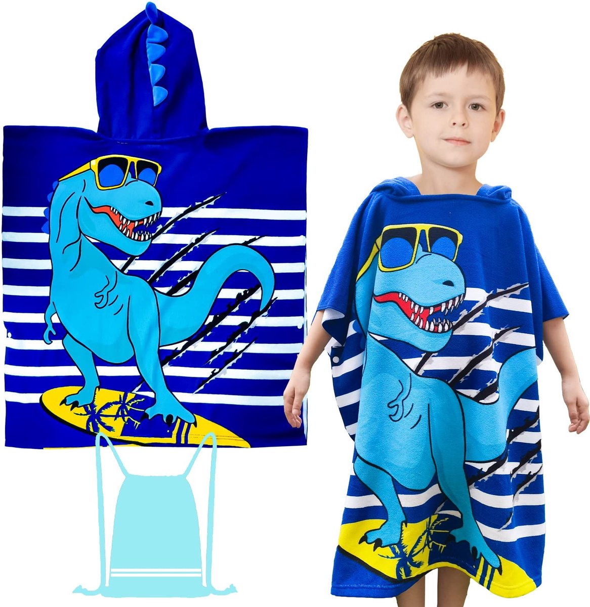 Omgoods - Dinosaurussen Poncho Handdoek voor Jongens, Sneldrogend